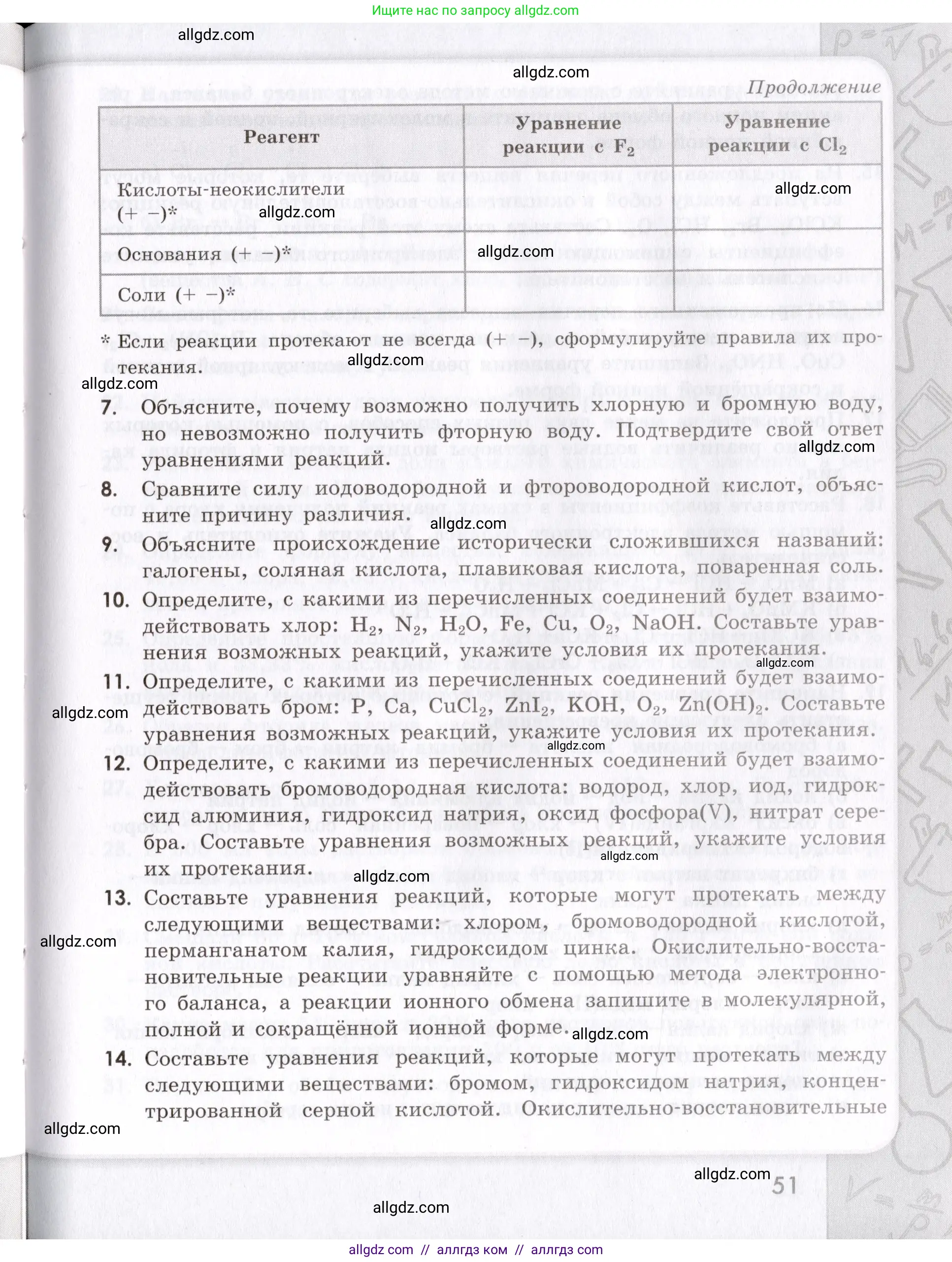 Химия, 9 класс Сборник задач и упражнений, авторы: Габриелян Олег Саргисович, Тригубчак Инесса Васильевна, издательство Просвещение, Москва, 2020, белого цвета, страница 51