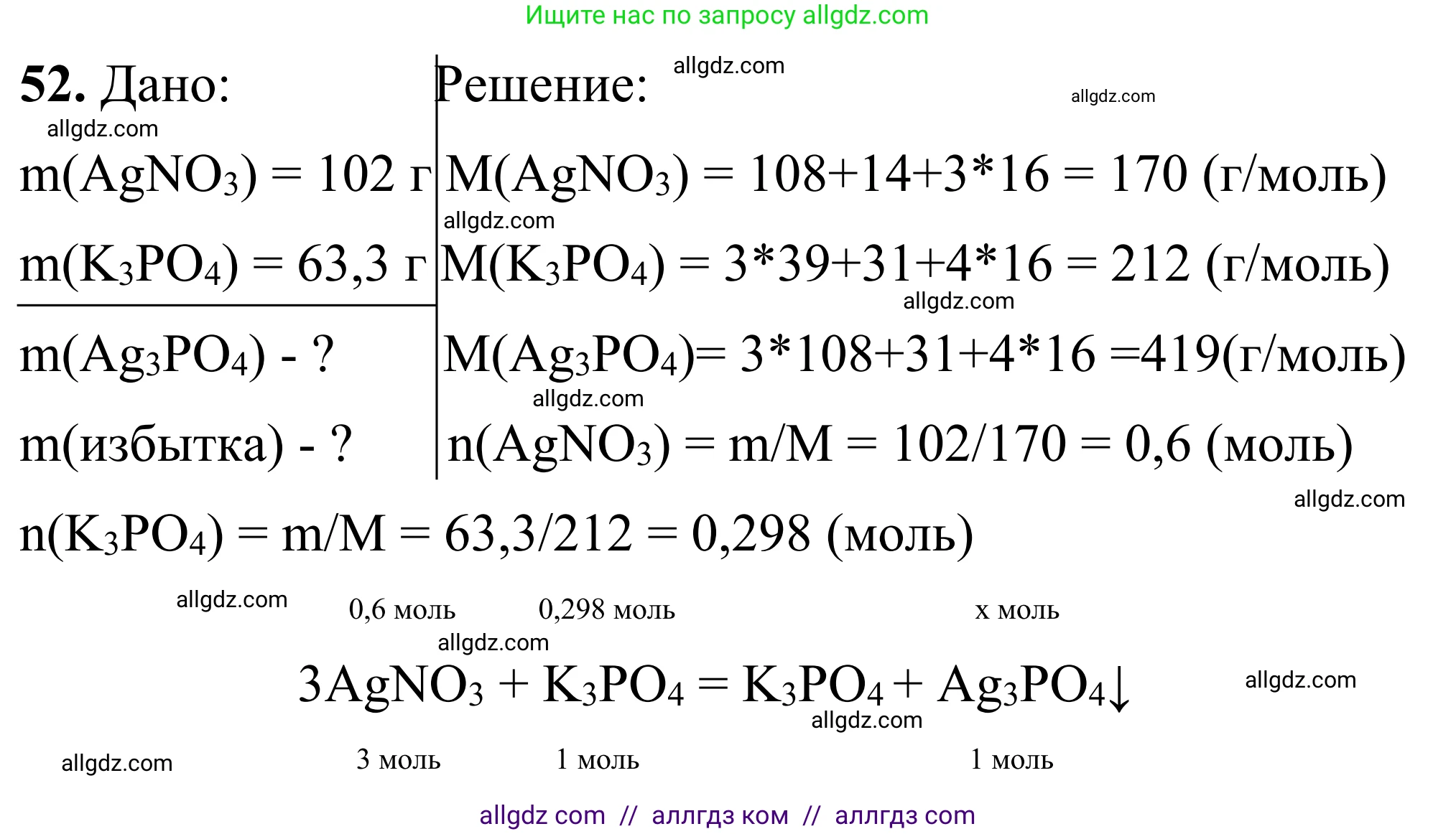 Химия, 9 класс Сборник задач и упражнений, авторы: Габриелян Олег Саргисович, Тригубчак Инесса Васильевна, издательство Просвещение, Москва, 2020, белого цвета, страница 82, номер 52, Решение