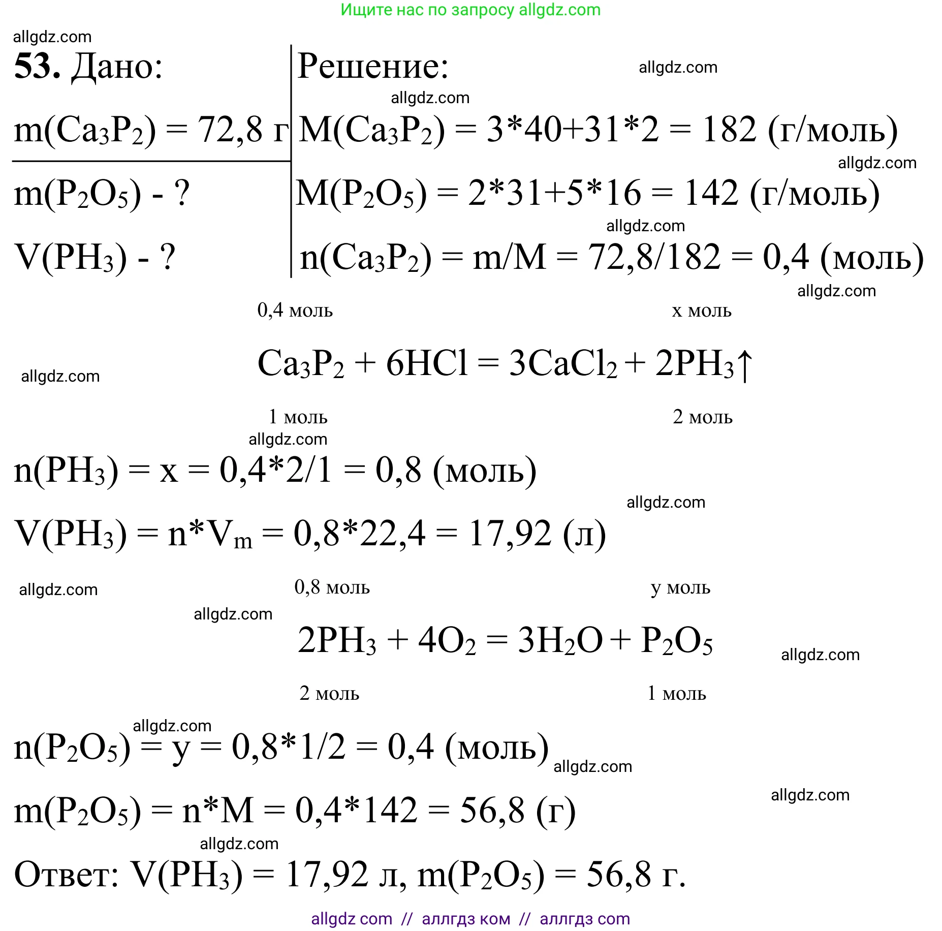 Химия, 9 класс Сборник задач и упражнений, авторы: Габриелян Олег Саргисович, Тригубчак Инесса Васильевна, издательство Просвещение, Москва, 2020, белого цвета, страница 82, номер 53, Решение
