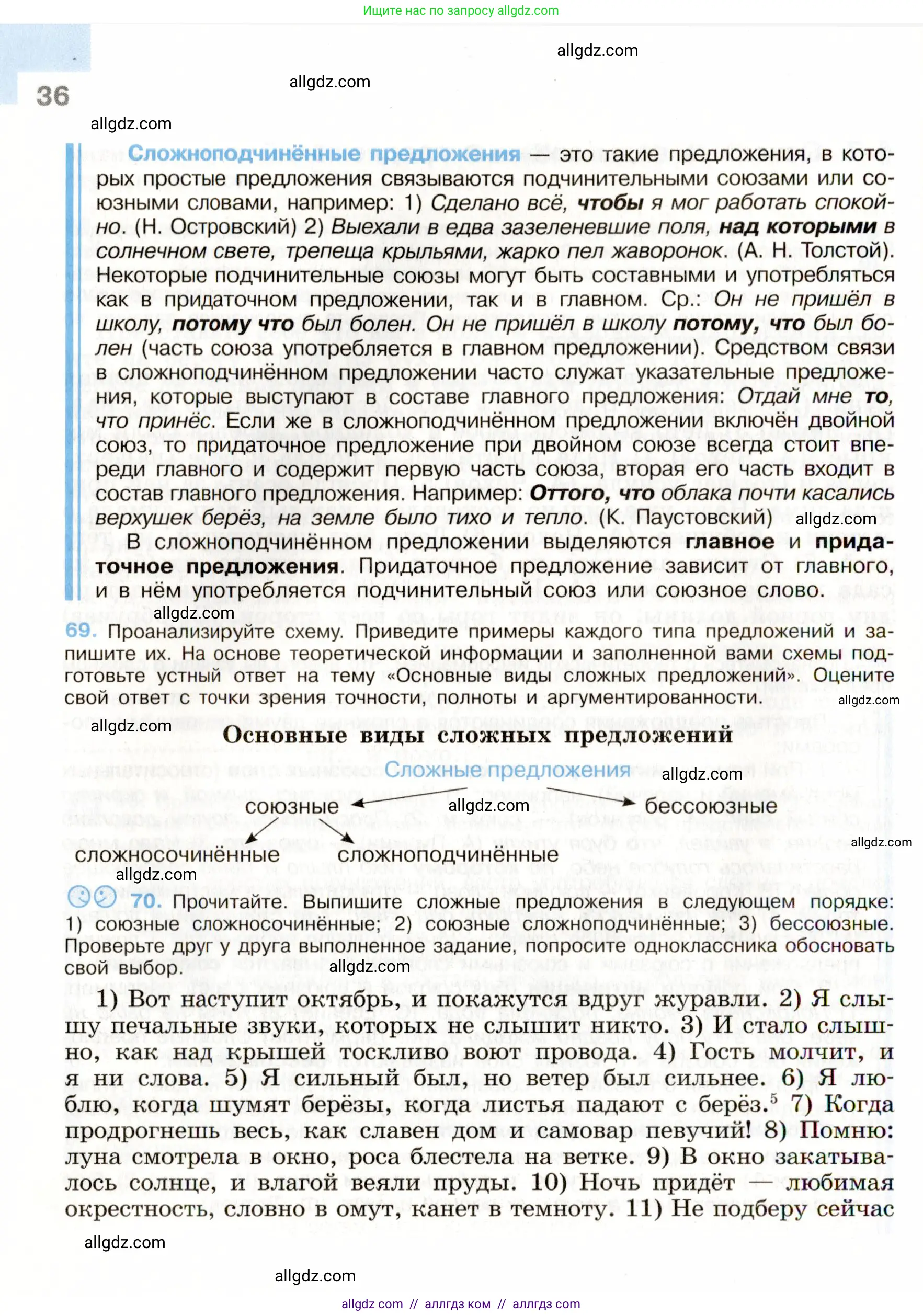 Русский язык, 9 класс Учебник, авторы: Бархударов Степан Григорьевич, Крючков Сергей Ефимович, Максимов Леонард Юрьевич, Чешко Лев Антонович, Николина Наталия Анатольевна, Мишина Клара Ивановна, Текучева Ирина Викторовна, Курцева Зоя Ивановна, Комиссарова Людмила Юрьевна, издательство Просвещение, Москва, 2023, салатового цвета, страница 36