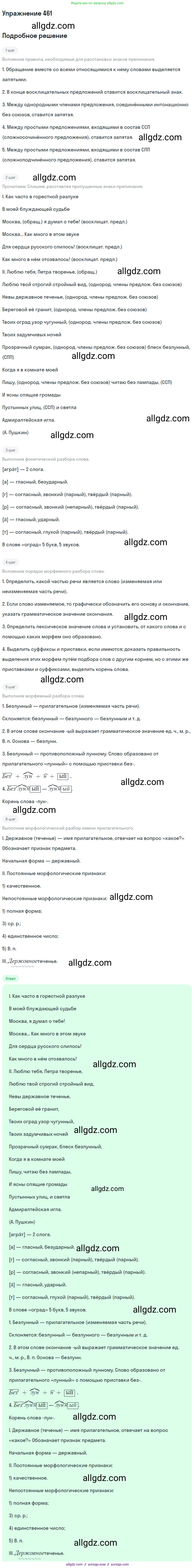 Русский язык, 9 класс Учебник, авторы: Бархударов Степан Григорьевич, Крючков Сергей Ефимович, Максимов Леонард Юрьевич, Чешко Лев Антонович, Николина Наталия Анатольевна, Мишина Клара Ивановна, Текучева Ирина Викторовна, Курцева Зоя Ивановна, Комиссарова Людмила Юрьевна, издательство Просвещение, Москва, 2023, салатового цвета, страница 236, номер 461, Решение 2019-2022