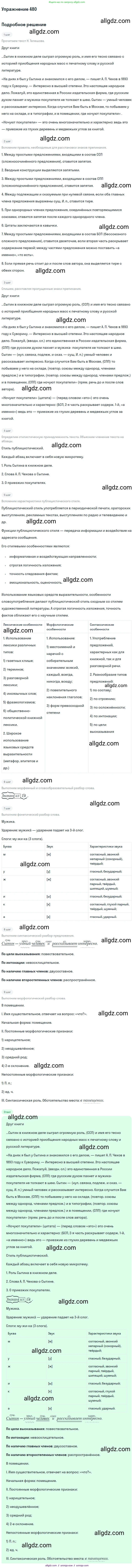 Русский язык, 9 класс Учебник, авторы: Бархударов Степан Григорьевич, Крючков Сергей Ефимович, Максимов Леонард Юрьевич, Чешко Лев Антонович, Николина Наталия Анатольевна, Мишина Клара Ивановна, Текучева Ирина Викторовна, Курцева Зоя Ивановна, Комиссарова Людмила Юрьевна, издательство Просвещение, Москва, 2023, салатового цвета, страница 243, номер 480, Решение 2019-2022