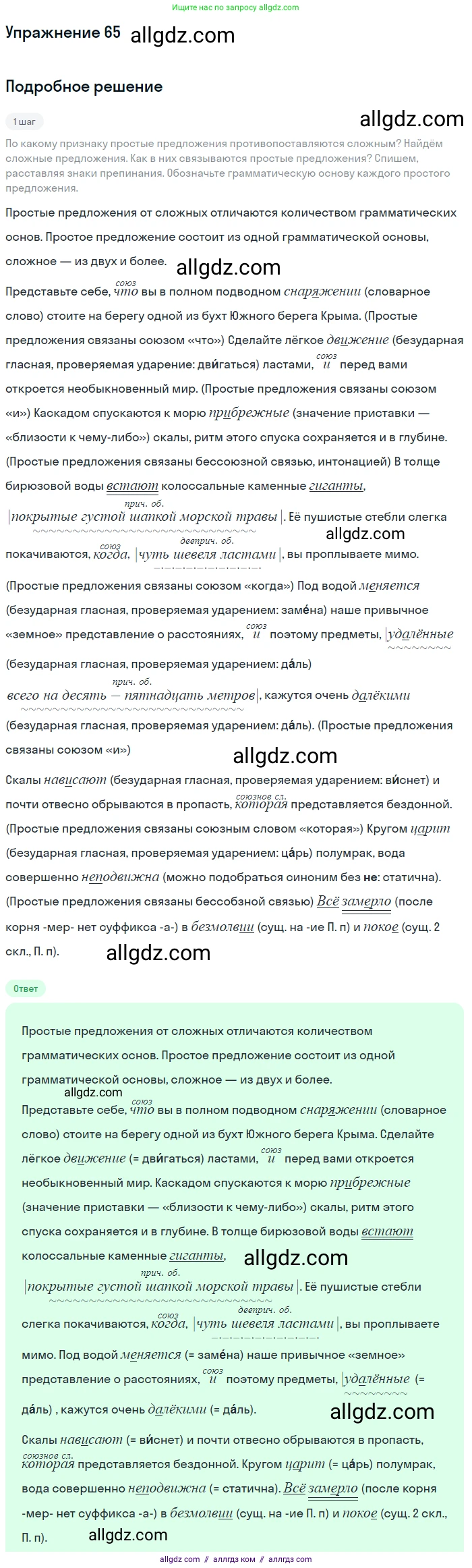 Русский язык, 9 класс Учебник, авторы: Бархударов Степан Григорьевич, Крючков Сергей Ефимович, Максимов Леонард Юрьевич, Чешко Лев Антонович, Николина Наталия Анатольевна, Мишина Клара Ивановна, Текучева Ирина Викторовна, Курцева Зоя Ивановна, Комиссарова Людмила Юрьевна, издательство Просвещение, Москва, 2023, салатового цвета, страница 33, номер 65, Решение 2019-2022